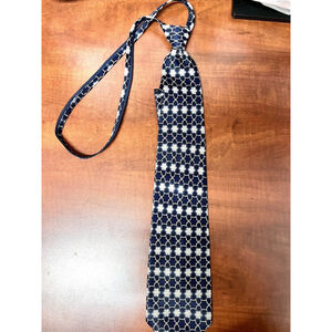 Viscount Navy Blue Silk Blend Geometric Floral Necktie